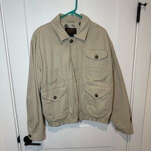 Vintage Eddie Bauer Barn Chore Utility Jacket. Fishing Print lining. Outdoors.